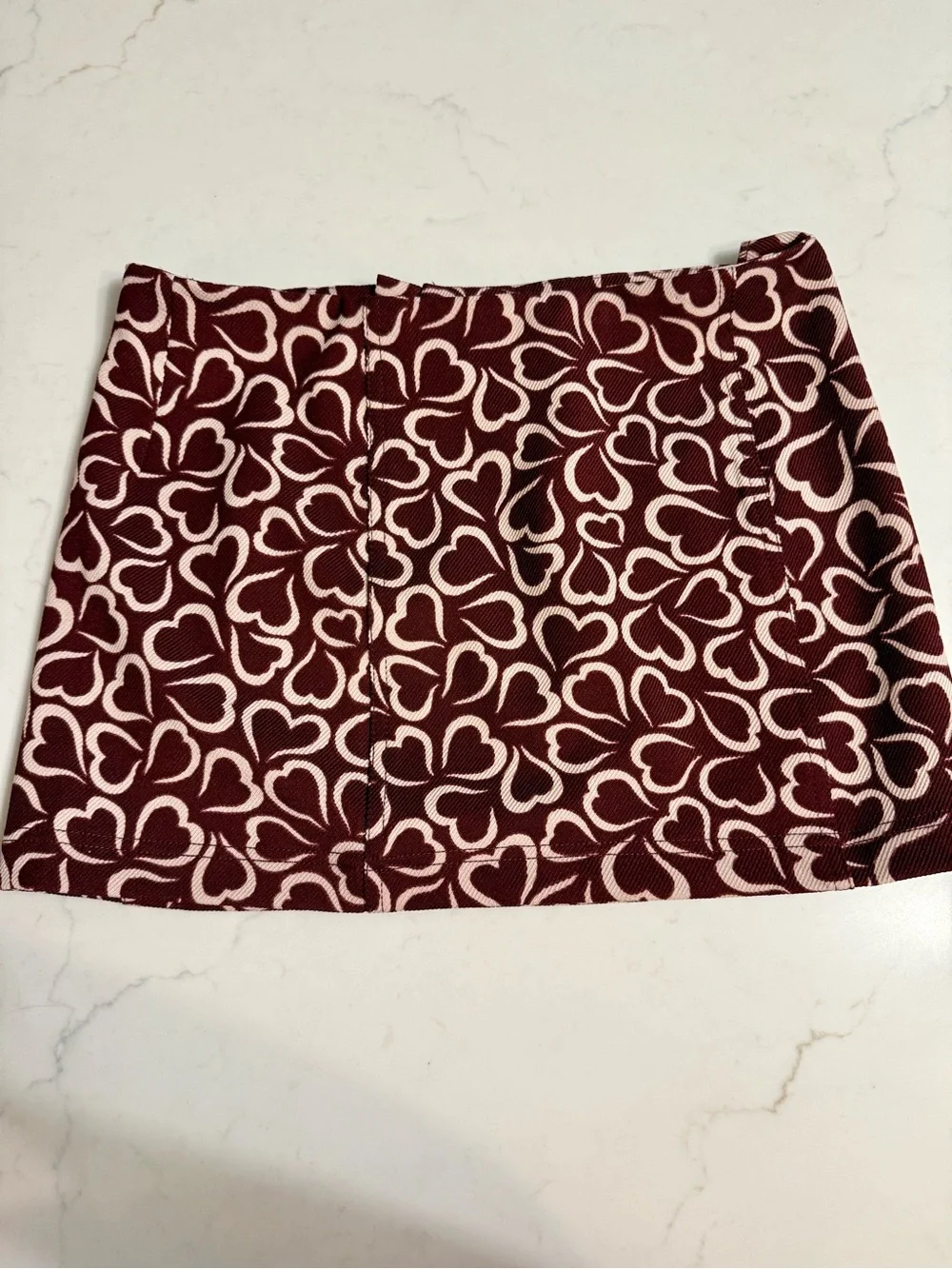 NWT Urban Outfitters Burgundy Heart Print Mini Skirt Medium